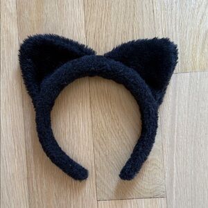 Black Fuzzy Cat Ear Headband